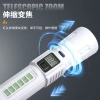 The new multi-functional zoom long-range flashlight with red and blue warning features a hook and digital battery level display on the COB side details Picture